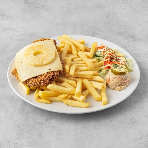 Schnitzel Hawaï schotel (incl. €0,35 plastic toeslag)
